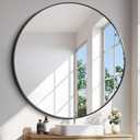 Black Round Mirror, 48 inch Large Circle Mirrors, Oversized Round Bathroom Mirrors, Aluminum Metal Frame Big Round Mirror, Huge Circluar Wall Mirror for Bathroom Living Room Entryway Bedroom (48"L x 48"W, Black Frame)