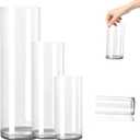 3 Large Acrylic Clear Cylinder Vase Set, 16" 12'' 8'' Tall Floor Large Flower Vase, Unbreakable Plastic Hurricane Vases, Different Size for Living Room, Desk, Wedding Centerpieces Flower Bouquet Dcor