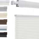 No Tools No Drill Top Down Bottom Up Cellular Shades for Windows, 1" Light Filtering Fabric, Cordless Honeycomb Indoor Window Blinds, Thermal Insulated Noise ReductionCustom Size, White