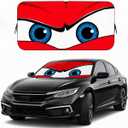 Funny Eyes Car Windshield Sun Shade, 59 x 27.5 Foldable Front Window Sunshade Universal Fits Sedan Compact Car Hatchback Small SUV, UV Heat Protection (Red Angry Eyes)