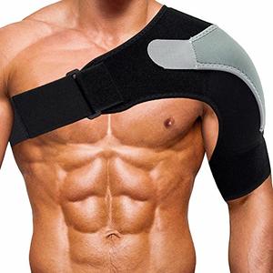 Shoulder Stability Brace Adjustable Shoulder Support with Pressure Pad, Light Breathable Neoprene Rotator Cuff Shoulder Support for Sport, Dislocated AC Joint, Labrum Tear, Shoulder Pain - Left, Black
