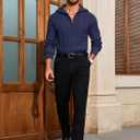 Yousify Mens Quarter-Zip Pullover Sweater Casual Mock Neck Cable Knitted Winter Warm Chunky Polo Sweaters (Blue, M)