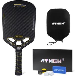 Pickleball Paddles T700 3K Carbon Fiber Picklebll Paddle with Aero Throat Edgeless Designed 16MM Thermoformed Pickleball Racket USAPA Approved (Gold)