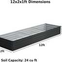zunatu 12x2x1 ft(2 Pack) Galvanized Raised Garden Bed,Outdoor Planter Box Metal Patio Kit Planting Bed for Vegetables Flowers and Succulents,Black