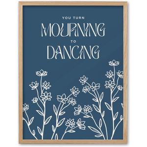 EcoHest Large 16x20in OAK Wood Framed Wall Art, Psalm 30:11 Mourning To Dancing Bible Verse Christian Wall Art, Modern Blue Bedroom Decor For Living Room Bathroom Christian Merch Gift 1Pack