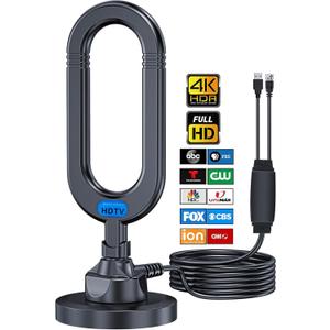 WUMINGLU TV Antenna for Smart TV Indoor 2025 4K Digital HDTV Up to 380 Miles Long Range Local Channels Indoor Outdoor (Black)