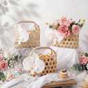 Ferrochef 6 Pack Wedding Flower Gift Baskets with Handle Small Bamboo Woven Basket Candy Boxes Bridal Gift Containers for Guests Wedding Bridal Baby Shower Birthday Anniversary Party Decorations