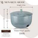 Monarch Abode Garden Hose Holder with Lid – Decorative Water Hose Holders for Outside, Hand Hammered Metal Patina Pot with Drainage, 100ft Waterhose Holder for Outside, Garden Storage Caddy