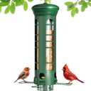Squirrel Proof Bird Feeder for Outdoors Hanging, Removable Base, Easy to Clean, Weatherproof & Rustproof, Metal Tube Bird Feeder for Cardinals Finches Blue Jays, Gift for Mom, Dad (Green)