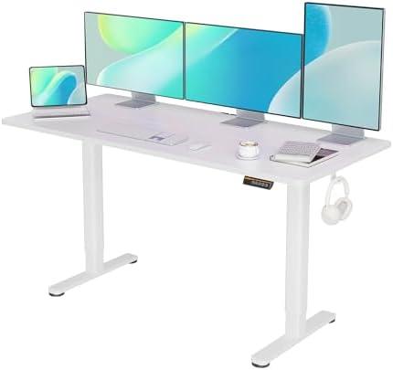 YDN Electric Standing Desk, Adjustable Height Desk 63x24 Inchs Stand up Desk, Sit Stand Home Office Desk with Splice Board, White Top