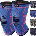 APEXUP Compression Knee Brace for Women, Copper Compression Sleeve for Knee Support, Arthritis Pain Relief, Meniscus Tear, ACL, Running (Blue+Red)