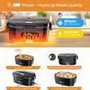 Annie & Mia Design 50-Ounce Electric Lunch Box for Adults, Dual Container Portable Food WarmerHeated Lunch Box, Home/Car/Office/Truck Use, Lonchera Elctrica Porttil (Black, 1.5L Dual Container)
