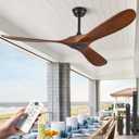 ABZ 60" Outdoor Ceiling Fans without Lights, 60 Inch Wood Ceiling Fans no Light, 3 Blade Propeller Outdoor Fan with Remote Control for Patios Living Room Bedroom Porch, High CFM ETL Listed