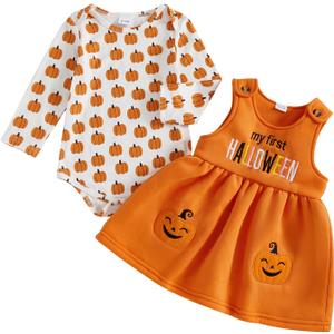 St Patricks Day Baby Girl Outfit Newborn St Pattys Day Onesie and Overalls Skirt Dress Outfits Cute Clothes (12-18 Months, My First Halloween Fleece Orange)