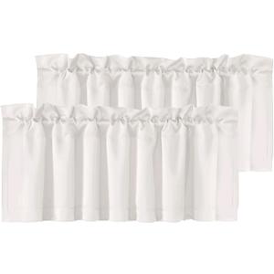 H.VERSAILTEX Blackout Kitchen Curtain Valances,Short Window Valance Curtains for Living Room/Bedroom/Bathroom Privacy Decorative Rod Pocket2 Panels52" W x 18" L, Solid in Ivory