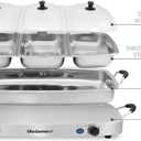 Elite Gourmet EWM-9933 Triple 3 x 2.5 Quart Trays Buffet Server 7.5 Qt Oven Safe Pan Food Warmer, Temperature Control, Clear Slotted Lids, Perfect for Parties, Entertaining & Holidays, Stainless Steel