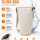 B•WELL Water Bottle Sling Bag. Adjustable Strap. White Universal Fit for 30/40 OZ Bottles