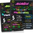 Personalized First Day and Last Day of School Sign 13" x 16" Large Chalkboard Style Photo Prop Back to School Supplies - 2 Pcs
