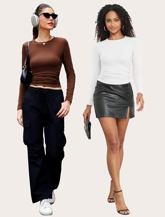 CE' CERDR 3 Pack Womens Long Sleeve Shirts Crew Neck Basic Tees Tight Fitted Casual Going Out Stretchy Slim Tops M CE' CERDR 3 Pack Womens Long Sleeve Shirts Crew Neck Basic Tees Tight Fitted Casual Going Out Stretchy Slim Tops M