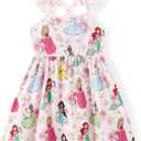 Disney Princess Minnie Mouse Frozen Elsa Girls Dress Ruffle Sleeveless Criss Cross Sundress Summer Clothes Baby to Toddler (4-5T, Princess,light Pink)