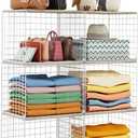 6 Pack Closet Organizers And Storage, Stackable Closet Shelf Organizer Storage Bin Basket For Clothes Sweaters With Top Board, Widened Opening, Heightened Height, Large Capacity, Sturdy, Space-saver