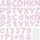 Colarr 216 Pcs Glitter Bulletin Board Letters for Classroom Numbers Alphabet 4 Inch Poster Board Letters with Adhesive Dots Punctuation Symbols Cutout Bulletin Display School Decor(Iridescence Pink)