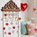 2 x 36 Pcs Valentines Heart Shaped Ornaments Valentine Heart Decorations Pink Red Silver Rose Gold Heart Ornaments for Romantic Christmas Wedding Anniversary Valentines Tree Hanging Decorations