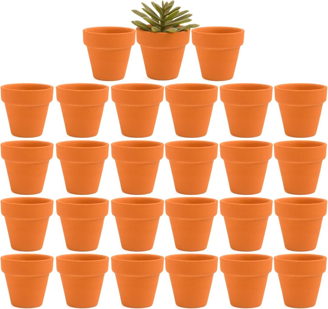 Fcacti 27 Pcs Small Mini Clay Pots 2.1'' Terracotta Pot Clay Ceramic Pottery Planter Cactus Flower Pots Succulent Nursery Pots- Great for Window Boxes, Cactus, Plants, Crafts, Wedding Favors