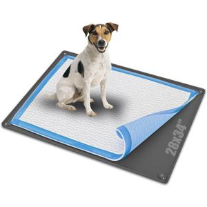 TidyFriend Puppy Pad Holder Tray Fits for 28 x 34 Pee Pads with Corner Lock Holes, Raised Edges, Non-Spill, Easy to Clean Silicone Puppy Potty Tray Holder, for Indoor Floor Protection (Grey) (Gray)