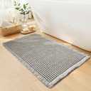 GRLYUH Waffle Bath Mat - Boho Bathroom Rugs Non Slip Washable, Super Absorbent & Quick Dry, Small Bath Mats Farmhouse Bathroom Decor, 18'' x 30'', Light Grey