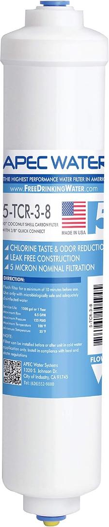 APEC Ultimate Series US Made 10" Inline Carbon Filter with Quick Connector (3/8") (1 Count (Pack of 1))