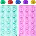 2 Pack Rose Silicone Chocolate Mold, 15 Cavity 3D Flower Fondant Silicone Molds, Rose Chocolate Mold Candy Ice Cube Fondant Molds for DIY Decoration
