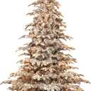 Puleo International 7.5 Foot Pre-Lit Flocked Aspen Fir Artificial Christmas Tree with 700 UL Listed Clear Lights