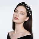 xieketn Black Halloween Headbands for Women, Fashion Ghost Halloween Accessories, Top Knotted Headbands for Women, Black Headband with Alloy Rhinestone Embellishment Spooky Party Hair Accessory