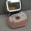 Mini Makeup Bag with Led Mirror, Small Travel Make up Bag 3 Light Modes Adjustable Brightness, for Women Organizer Cosmetic Bag, Portable Travel Train Toiletry Bag, for Pool Parties Work TouchUps