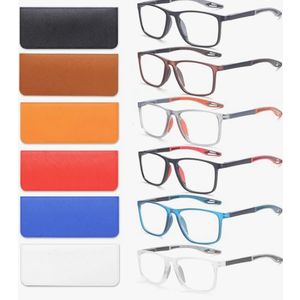 6 Pack Reading Glasses for Men Sports Style Blue Light Blocking Readers with Spring Hinge Women Eyeglasses
