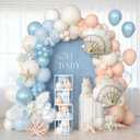 SNLN Under the Sea Baby Shower Decorations, Ocean Themed Birthday Party Decorations, Blue Pastel Orange White Balloon Arch Seashell Foil Balloon Box Sea You Soon Baby Shower Gender Reveal Decoration