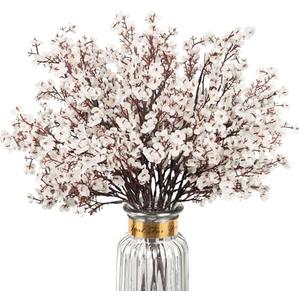 HIAGROW Babys Breath Artificial Flowers, 8 Bundles White Real Touch Fake Flowers Silk Flowers Bulk for Vase Home Office Wedding Spring Indoor Outdoor Centerpiece Table Party Decorations