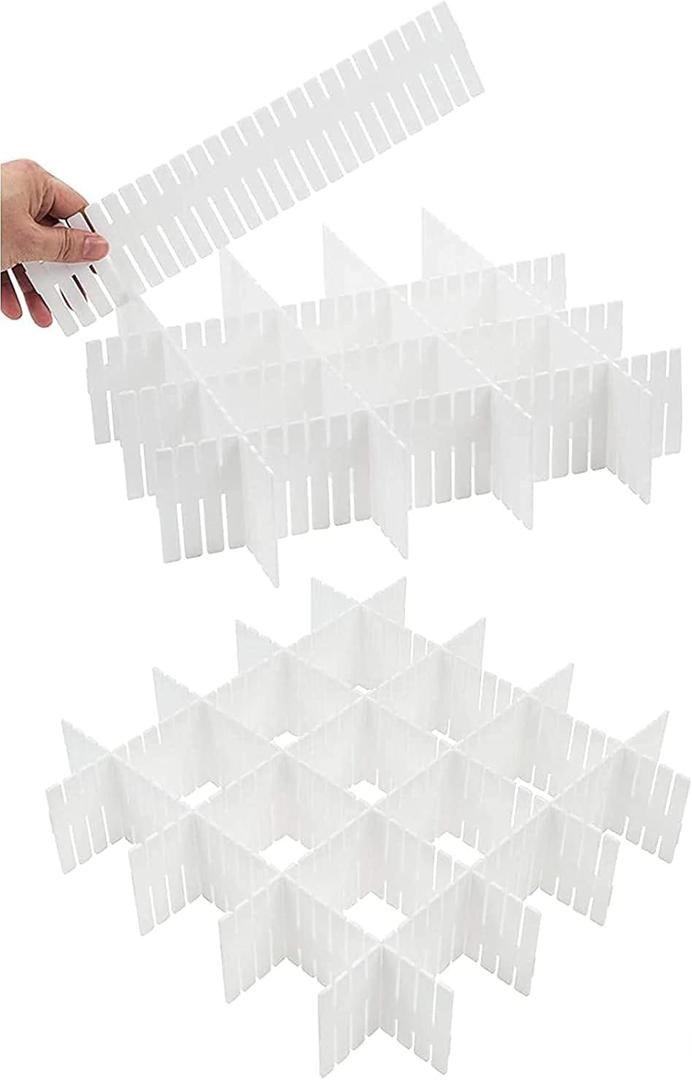 18Pcs Drawer Dividers, Adjustable Drawer Organizer for Socks, Underwear, Makeup, Can Help Tidy Kitchen, Bedroom, Dresser White