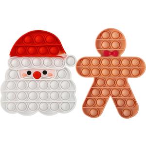 Christmas 2 Pack Pop Bubble Fidget Sensory Toys,Santa Claus&Gingerbread Man Squeeze Sensory Toys, Christmas Novelty Gifts for Kids, Stress Relief and Anti-Anxiety Tools for Kids and Adults