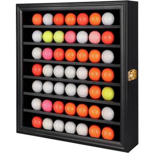 KCRasan Golf Ball Display Case - Wall Mounted Holder with Glass Door, Ideal Gift for Golf Enthusiasts