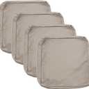 Sqodok Patio Cushion Covers 22x20 inch, Waterproof 4Pack Outdoor Cushion Cover for Patio Furniture Slicovers Replacement, Outdoor Seat Cushion Slip Cover for Wicker Chair, Tan