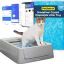 PetSafe ScoopFree Crystal Smart Self-Cleaning Cat Litter Box WiFi (2.4 GHz) & App Enabled Hands-Free Cleanup, Less Tracking, Superior Odor Control Includes Disposable Tray Gray (PAL00-16807)