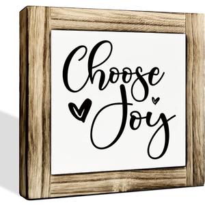 Positive Wood Sign, Farmhouse Table Shelf Decor, Decorative Wooden Box Signs, Home Decor for Living Room Bathroom Kitchen, Bestie Gift, Choose Joy Sign, 5.95.9 inches