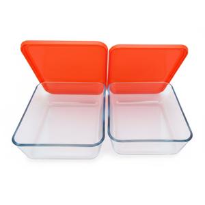 2 Pcs NUTRIUPS Deep & Large Glass Baking Dish Baking Pans with Plastic Lids for Lasagna Leftovers, Rectangular Glass Bakeware for Oven