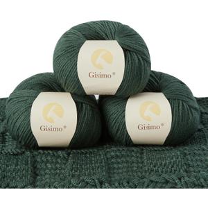 100% Merino Wool Yarn, 6-Ply Luxurious and Soft Yarn for Hand Knitting & Crocheting, 1.76 OZ/50g, 127 yds/116 Meters (Green, 3 Balls)