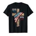 Stand for The Flag Kneel for The Cross Patriotic Faith T-Shirt 3XL