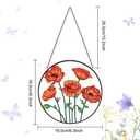 PLIGREAT Suncatchers Poppy Flowers Acrylic Glass Sun Catcher Summer Patio Garden Hanging Tree Ornaments for Bedroom Living Room Window Decoration Wall Art Decor Housewarming Memorial Gifts