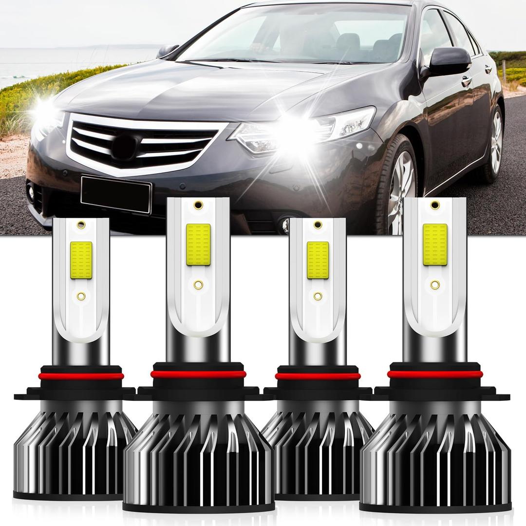 Lights Fit For Honda Accord 2008-2012 Sedan & 1992-2007, 9005 High Beam 9006 Low Beam, High Power 6500K White Light, Plug & Play, Pack of 4
