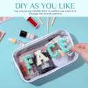 Kacctyen Clear Nylon Makeup Bag Preppy Cosmetic Bag Transparent Toiletry Pouch with Zipper Travel Skincare Toiletry Pouch Portable Cute Preppy Pencil Case for Girls Women School Stuff(Green Stripe)